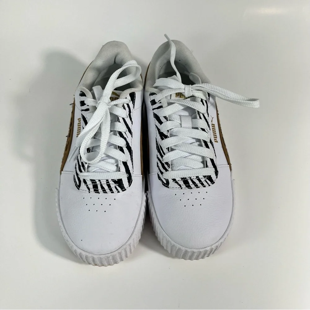 Puma Women's Carina Animal Mix Platform Cheetah Zeebra Stripe Sneakers 6.5 - Picture 3 of 7